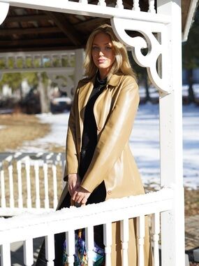 Rue 21 Tan Faux Leather Longline Coat